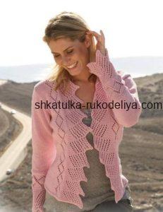вязание спицами, кофточка, зубчатый край, схема, описание