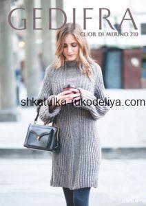 вязание спицами, платье, серое, короткое, теплое, для женщин, описание