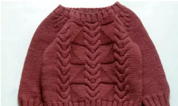 вязание спицами, пуловер, бордовый, круглая кокетка, теплый, схема, детский