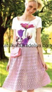 вязание крючком, юбка, короткая, женская, из хлопка, схема, пильная роза, описание, летняя