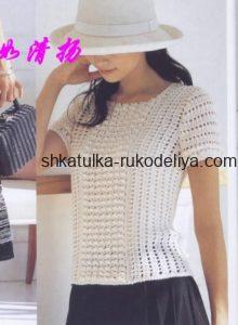 вязание крючком, топ, схема, белый, летний, женский, красивый узор