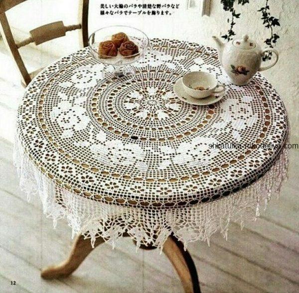 Где взять схему вязания красивой скатерти на круглый стол?