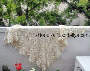 вязание спицами, шаль каллиста, треугольная, схема, описание, для женщин, красивый узор
