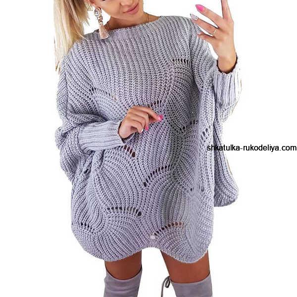 Объемное свитер-платье
