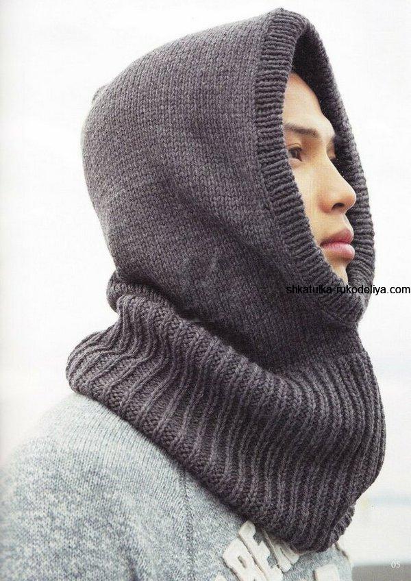 Воплощаем свои идеи в вязании спицами теплого шарфа капюшона