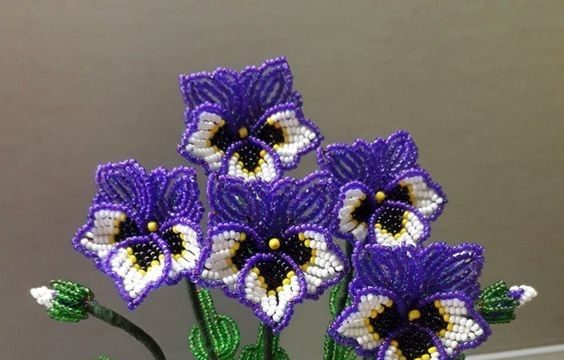 Цветы анютины глазки из бисера: мастер класс с пошаговым фото (5 видео)