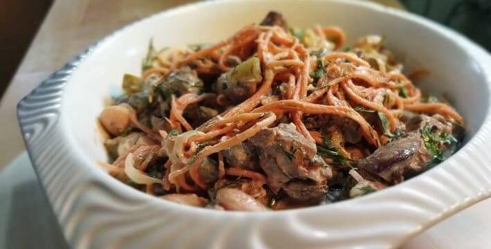 Салат из печени и корейской моркови