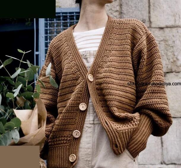 Кардиган с рельефным узором