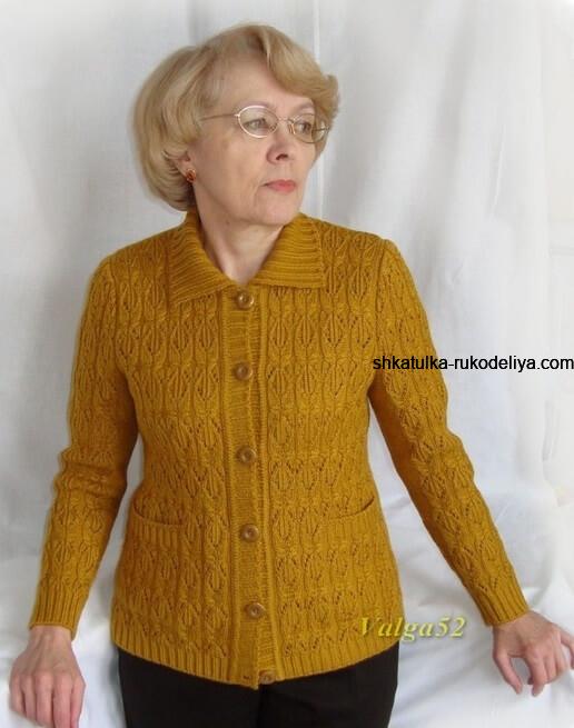 Короткий жакет спицами