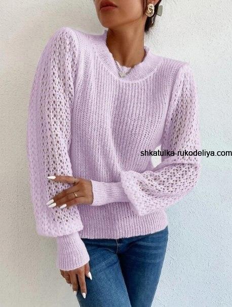 Оригінальний жіночий пуловер спицями