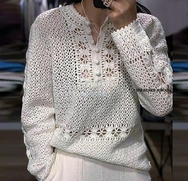 Стильний джемпер гачком