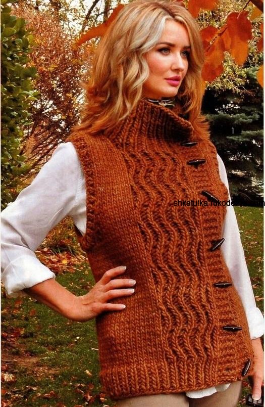 Чудо жилет спицями