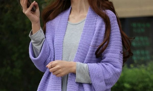короткий кардиган гачком
