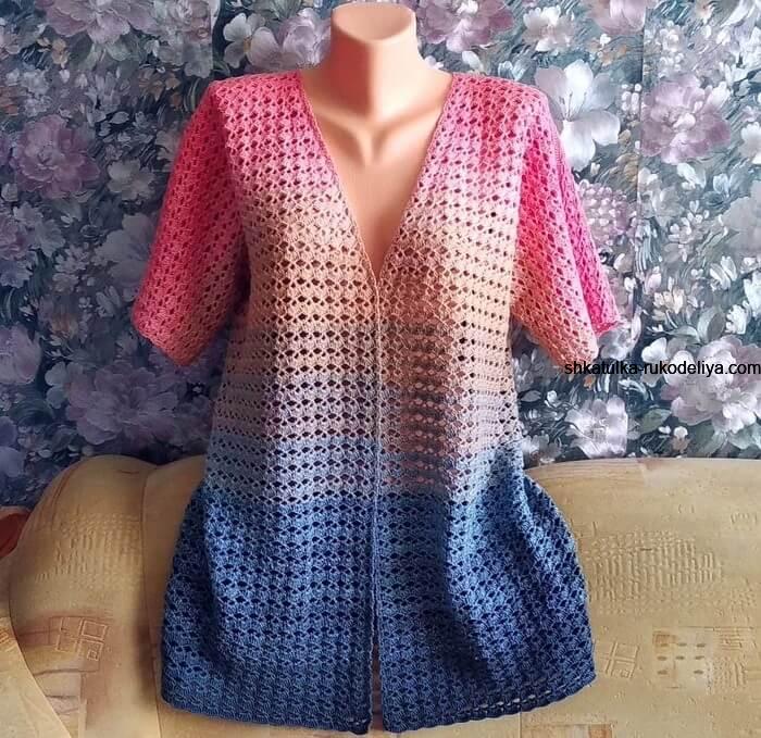 Ажурний кардиган гачком на літо
