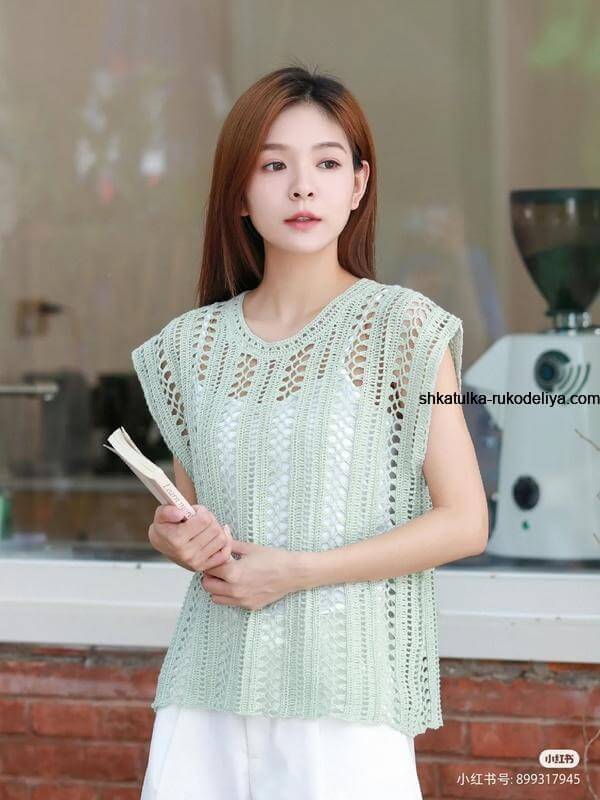 Вільний топ м'ятного кольору