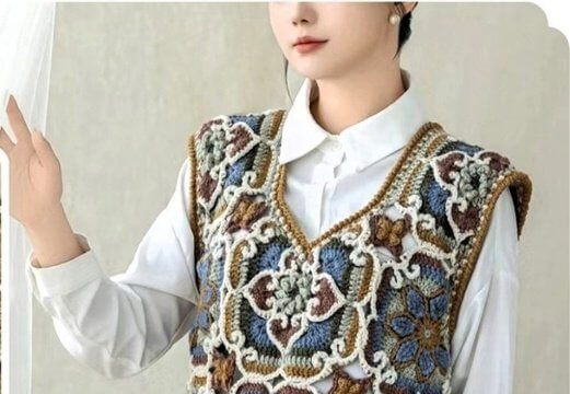 Жилет із квадратних мотивів гачком