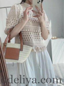 Жіночий в'язаний пуловер для літа
