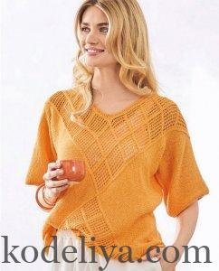 Модний джемпер спицями з описом