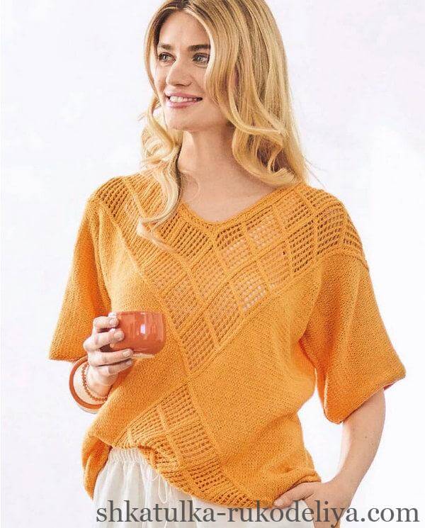 Модний джемпер спицями з описом
