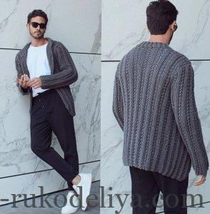 Чоловічий кардиган спицями