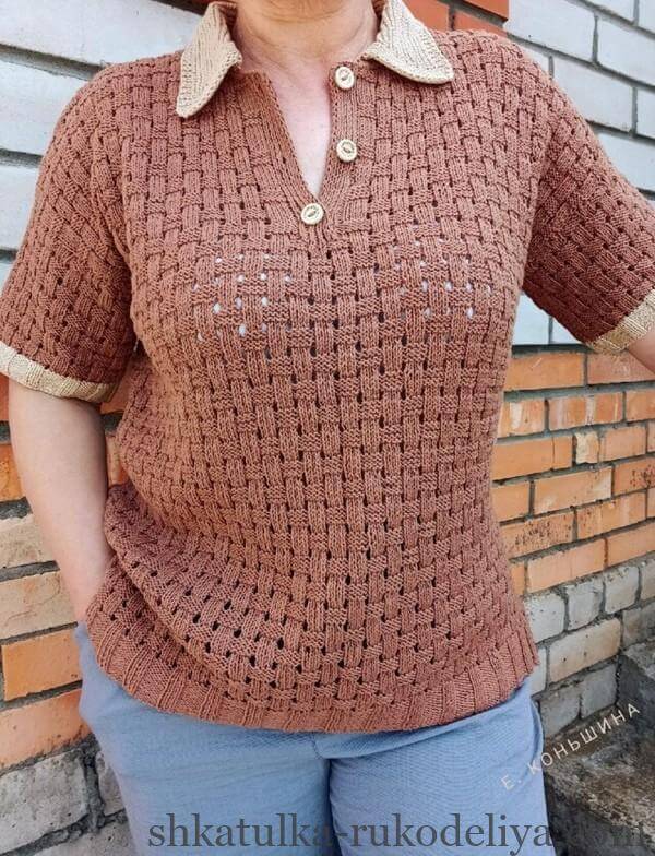 Футболка спицями з бавовни