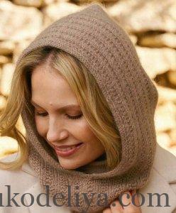 Капор капюшон спицями опис