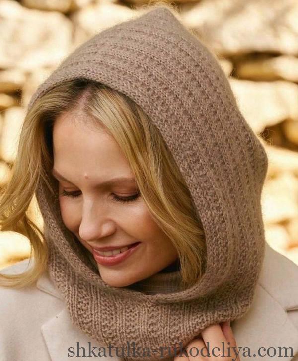 Капор капюшон спицями опис