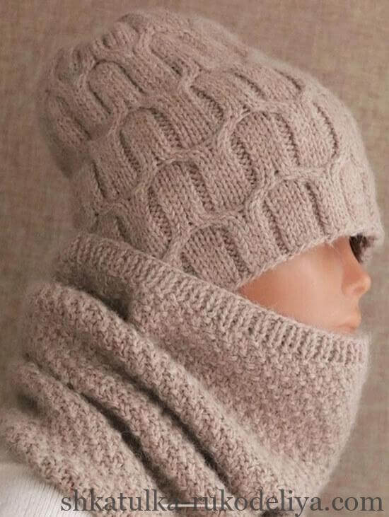 Комплект спицями шапка снуд універсальний