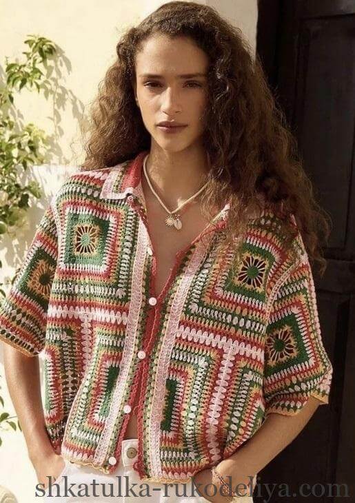 Літня сорочка з бавовняної пряжі гачком