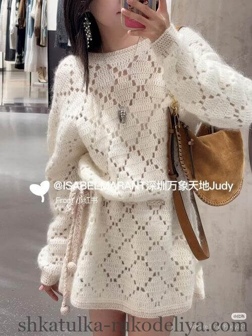 Красива ажурна туніка спицями