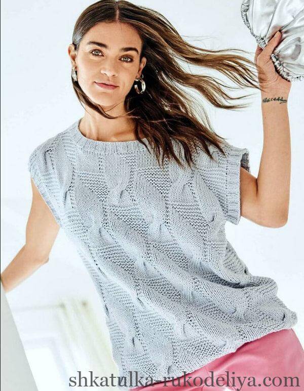Зв'язати светр з косами спицями схема