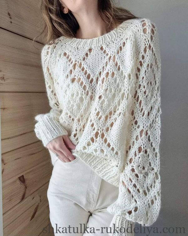 Жіночий джемпер спицями схеми