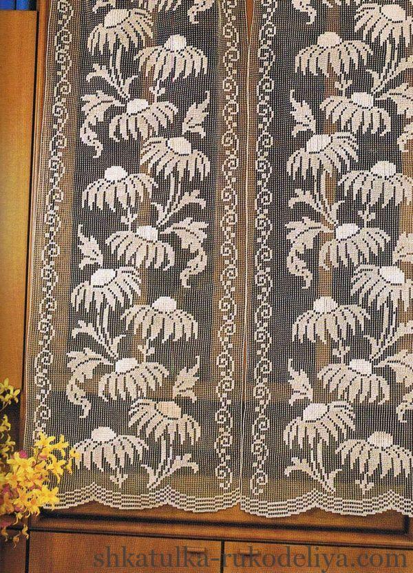 Філейні фіранки гачком схеми