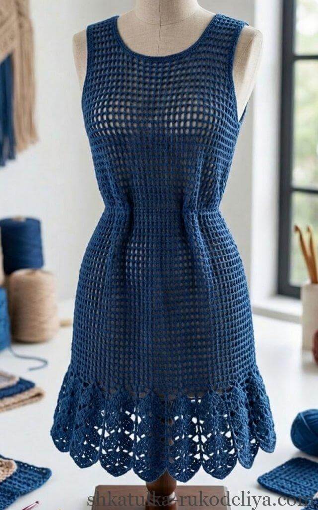 Схеми в'язаних гачком суконь