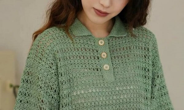 кофта гачком з коміром